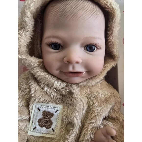 🆕18 Inch Soft Full Silicone Body Lifelike Newborn Smiling Baby Doll Girl - Picture 2 of 9